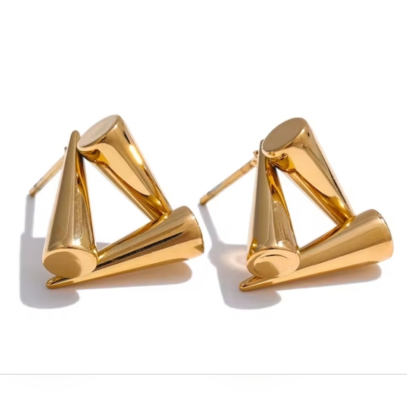 Minimalist Stainless Steel Triangle Stud Earrings - Picture 1 of 6